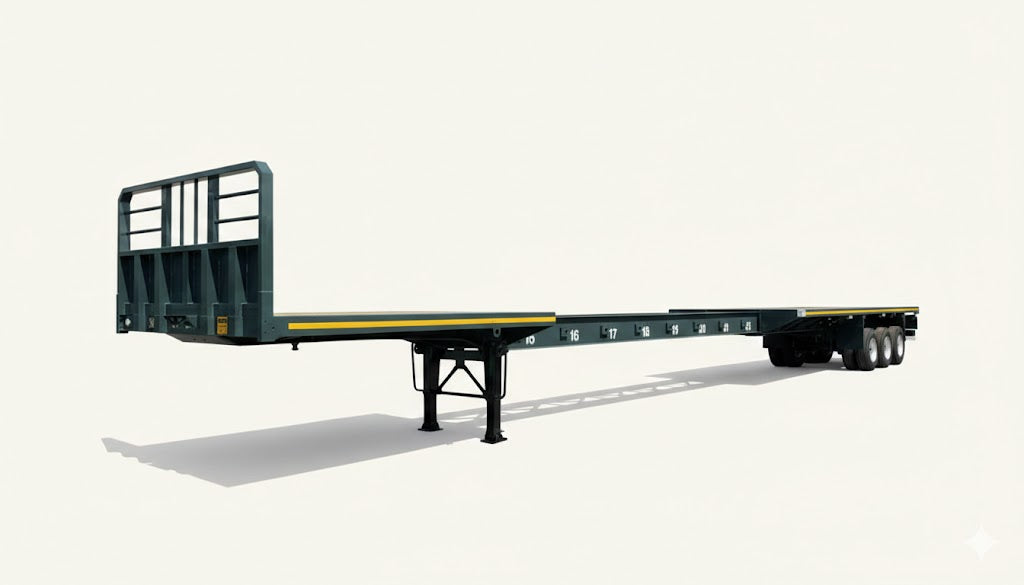 Remolque de plataforma extensible de tres ejes