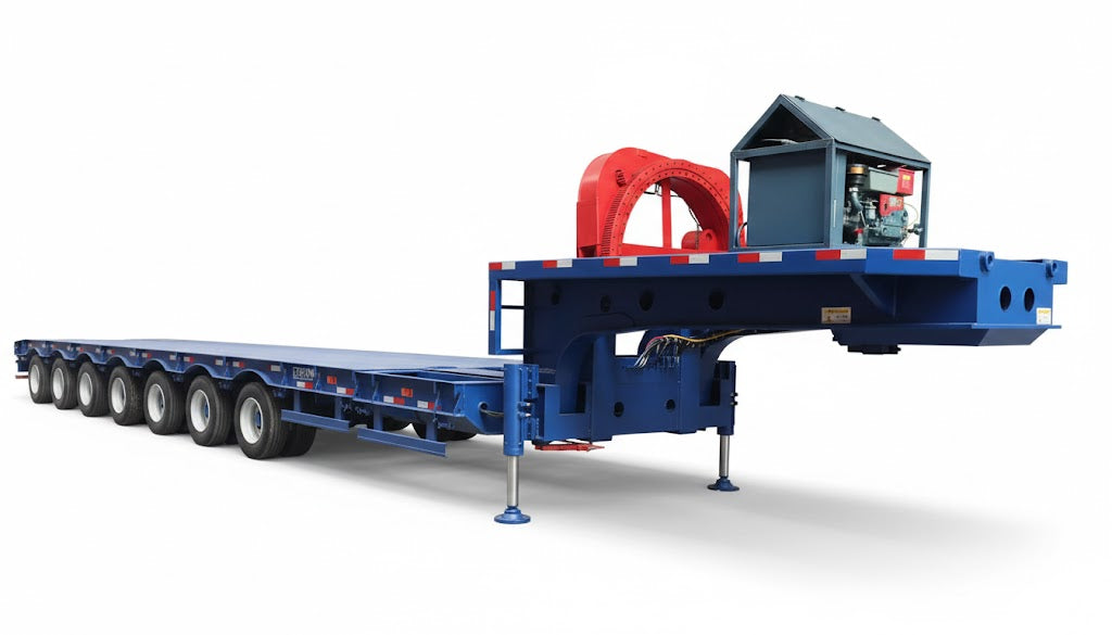 Remolque de torre eólica extensible de 10 ejes